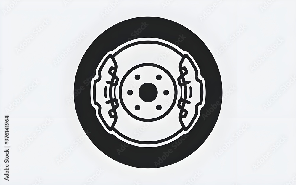 Detailed Vector Icon of Brake Disc and Pads on White Detailed Vector Icon of Brake Disc and Pads on White