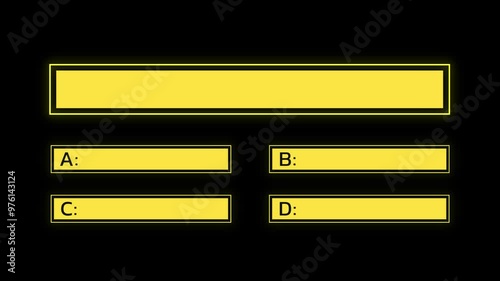 Quiz Neon Line Animation with option selection on black background