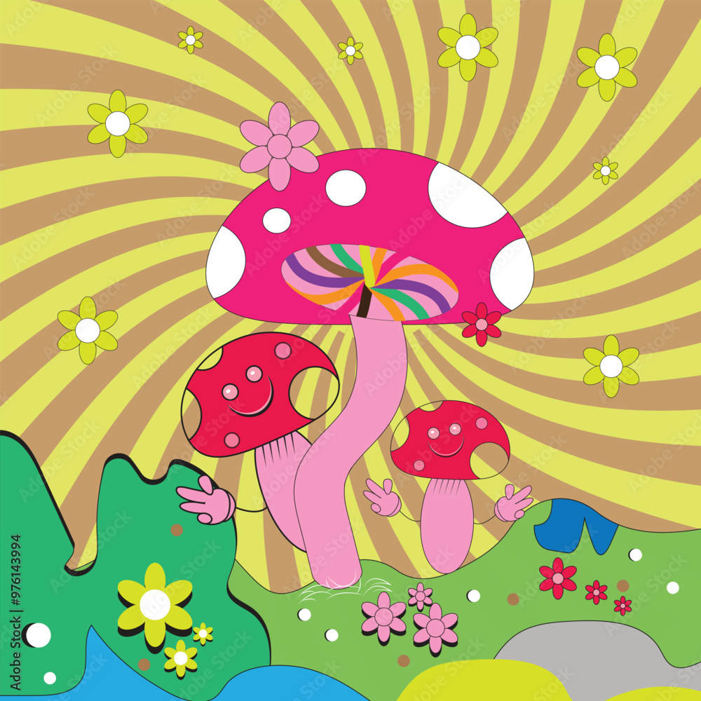 Trippy Mushroom vector illustration design.