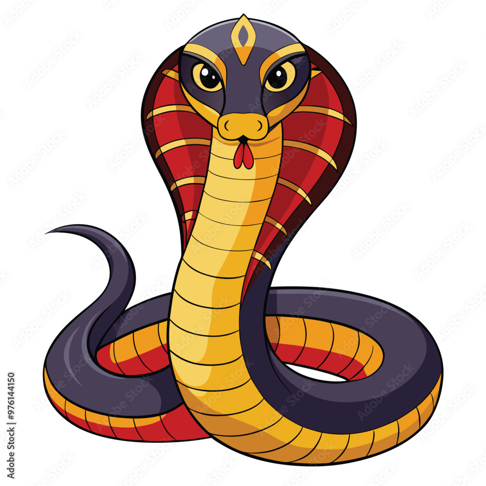 Fototapeta premium Print Handsome King Cobra Clipart Vector Illustration of a Majestic Snake with Realistic Features