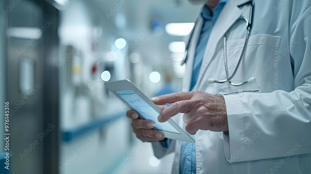 Doctor in a Hospital Using a Tablet Computer