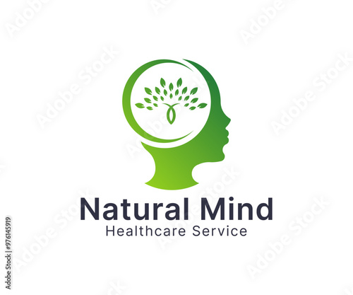 Mental health logo icon vector symbol design with nature and mind concept. Creative natural mind logo template design for medical and healthcare clinics.