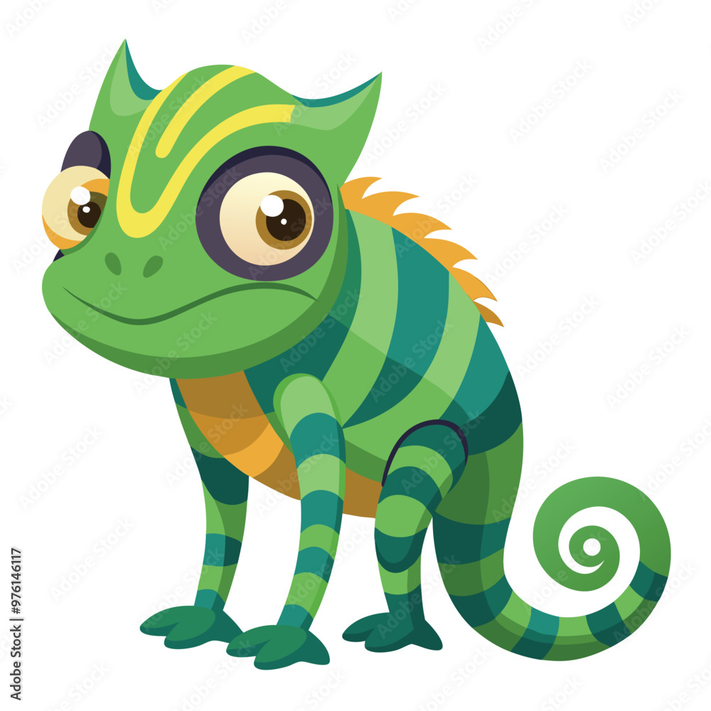Obraz premium Print Handsome Chameleon Clipart Vector Illustration Featuring Detailed Reptile Design Perfect for Nature and Wildlife Art Projects