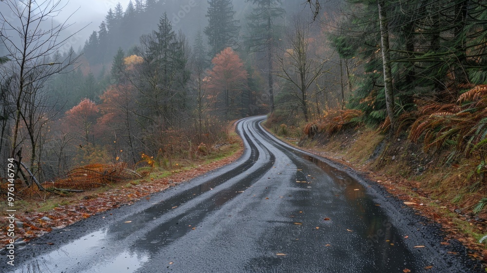 Fototapeta premium A winding road in Fir Forest Park