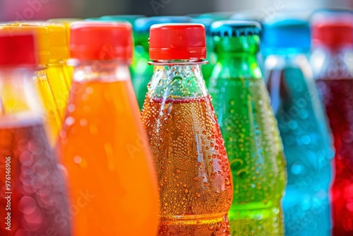 Colored soda bottles