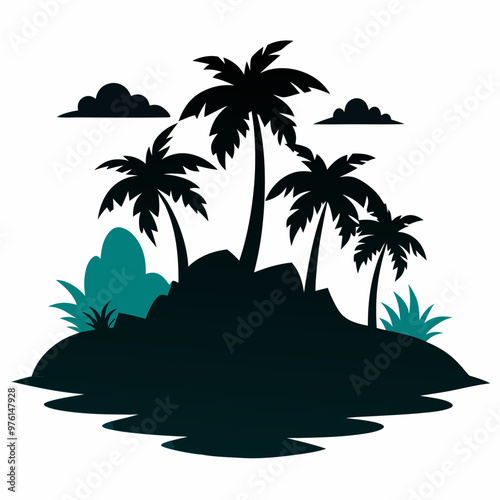 Island silhouette vector illustration on white background