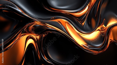 Abstract black and gold liquid background.