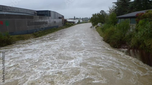 Storm weather in Neulengbach Lower Austria river flood