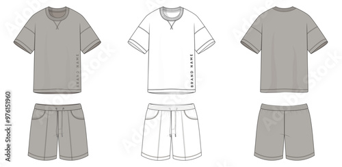 Set of T-Shirts apparel template with pant