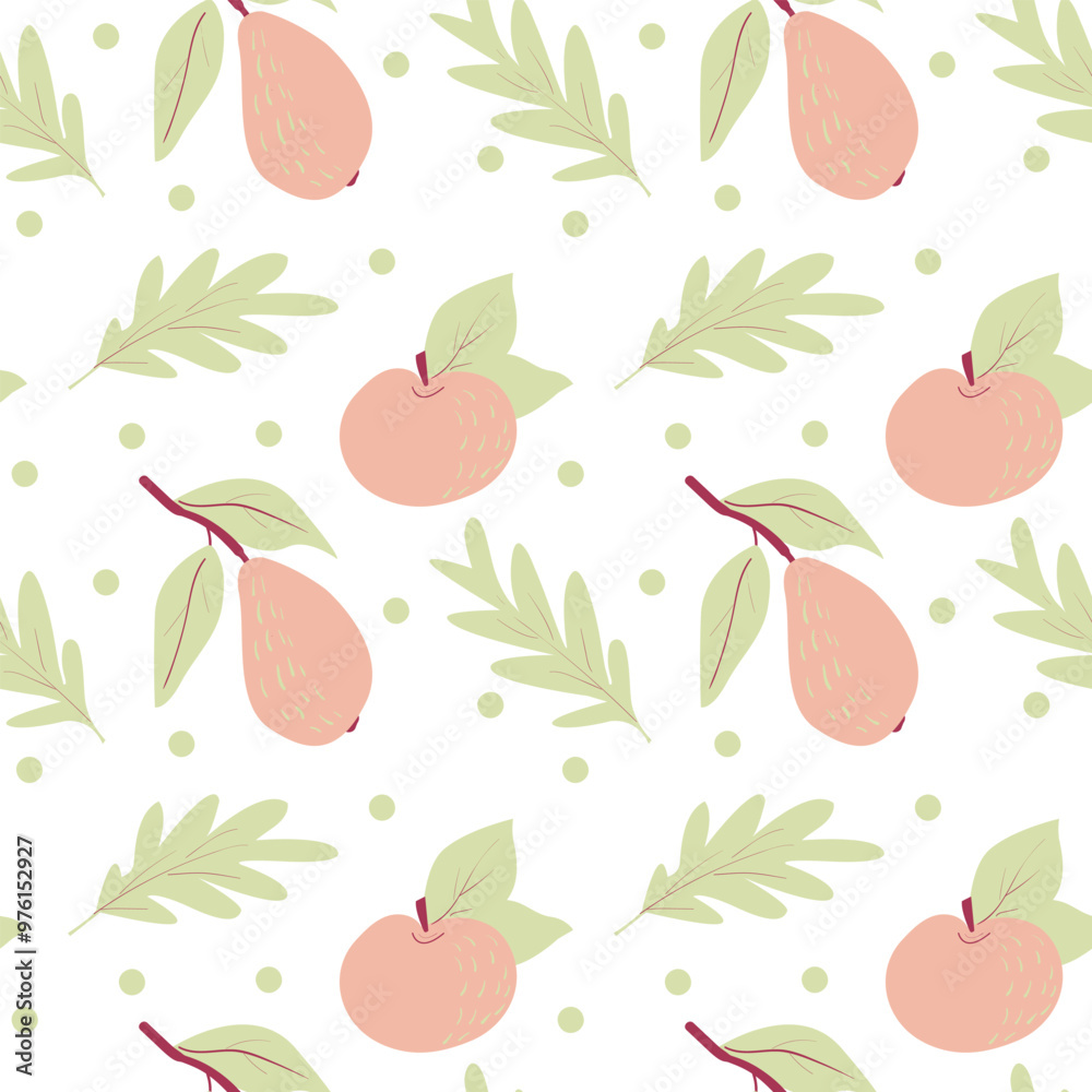Delicate seamless pattern with fruits on a white background Delicate seamless pattern with fruits on a white background