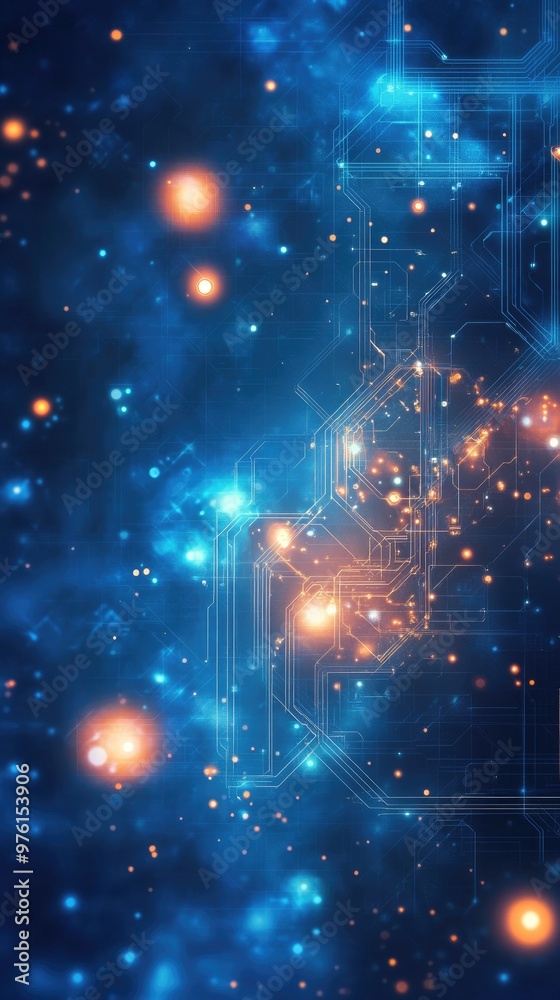 A vibrant cosmic design with blue hues and glowing orbs, perfect for technology, science, or digital themes. A vibrant cosmic design with blue hues and glowing orbs, perfect for technology, science, or digital themes.