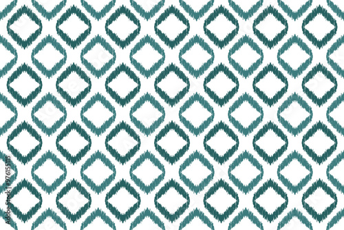 Green diamond, seamless ikat fabric pattern, digital file download