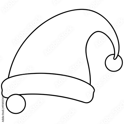 A small elf hat with a curved tip and a pom-pom at the end vector