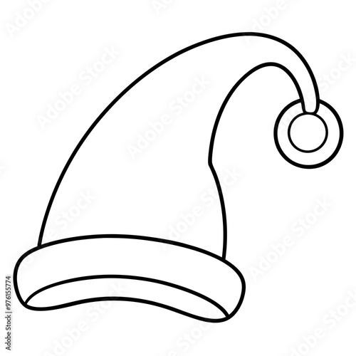 A small elf hat with a curved tip and a pom-pom at the end vector