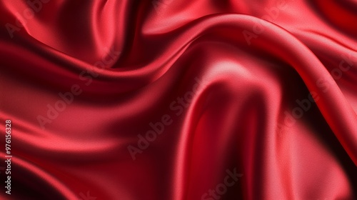 Red silk fabric texture close-up