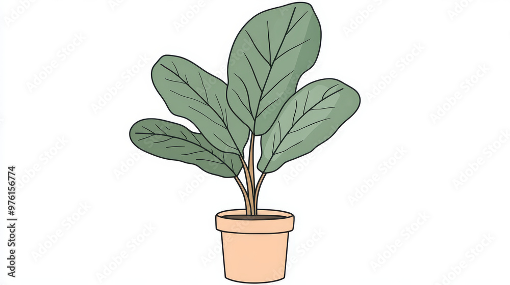 Obraz premium A simple drawing of a plant, perfect for use as an icon. It's on a plain white background, so it's easy to see.