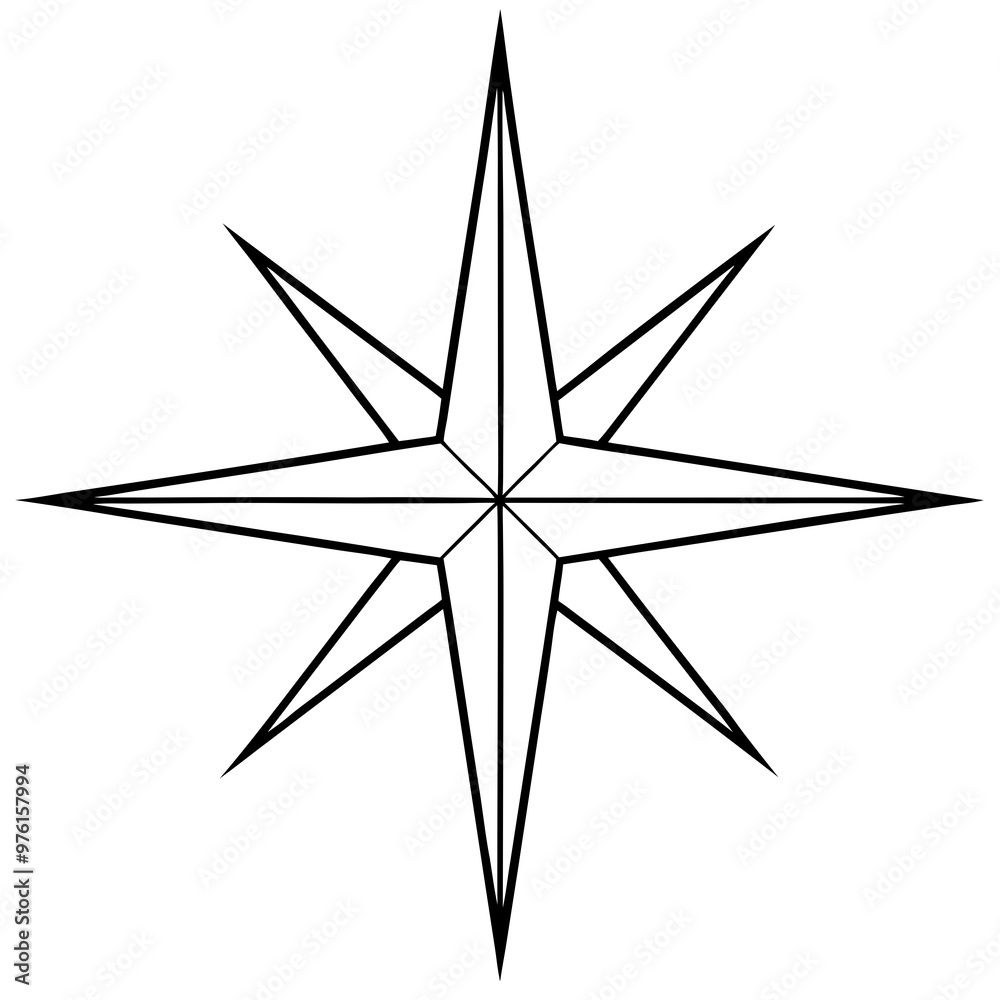 A shining star with sharp, pointed edges, often used as the tree topper vector A shining star with sharp, pointed edges, often used as the tree topper vector