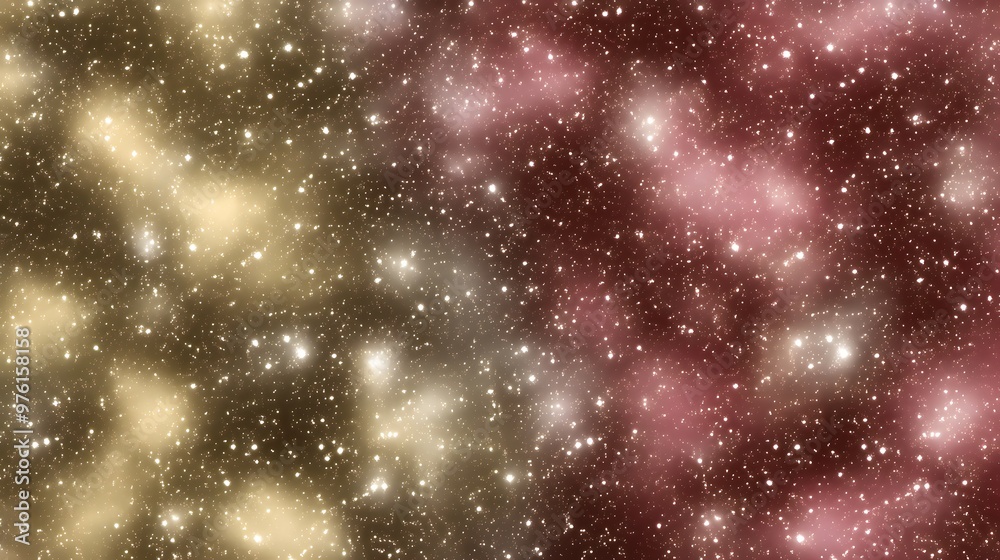 Obraz premium Cosmic Cascade : Imagine a breathtaking nebula—a tapestry of swirling colors—where crimson and gold blend seamlessly against a star-studded backdrop. In this image, a cascade of light spills 