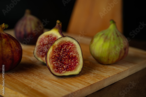 Red purple fig fruits background photo