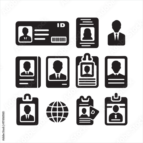 Id card icon silhouette on white background
