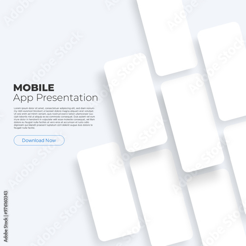Mobile App Presentation, Blank Mockup For Showcasing Your Designs. Vector Illustration