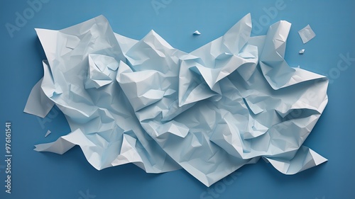 crumpled paper on blue