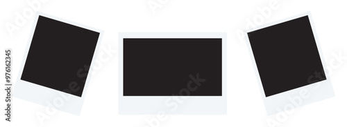 Polaroid photo frame realistic mockup, Realistic old photo frame isolated on transparent background.
