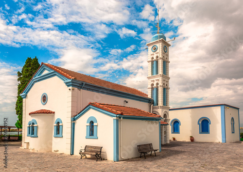 The monastery of Saint Nicholas on an tiny islet in the lagoon of Porto Lagos, just where Lake Vistonida joins the Thrasian Sea, near Xanthi, in Greece. photo