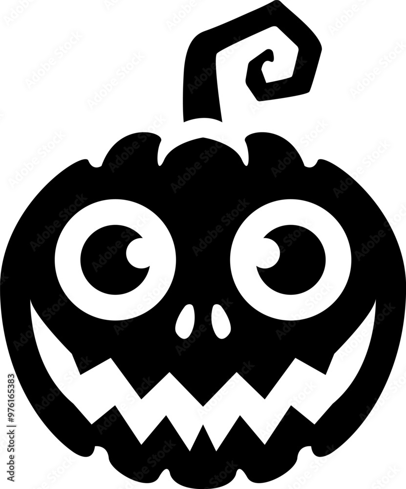 Fototapeta premium Horror and scary halloween faces silhouette icon. Halloween pumpkin, emoji and tattoo ghost smile spooky jack evil mouth eyes scary silhouette vector illustration