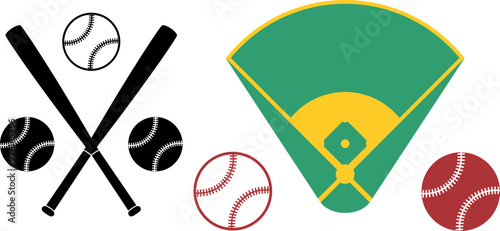 Baseball field logo. Isolated baseball field on white background