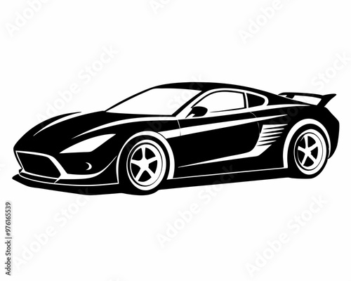 Sports car black silhouette vector