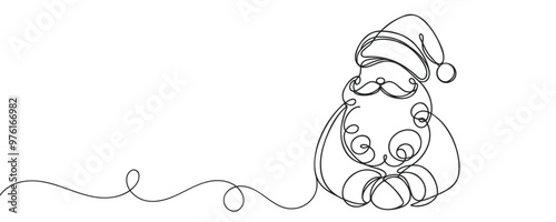 Santa Claus continuous one line drawing. Christmas winter new year concept