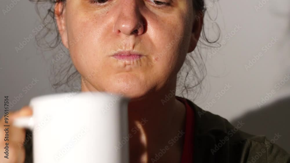 Woman drinks tea