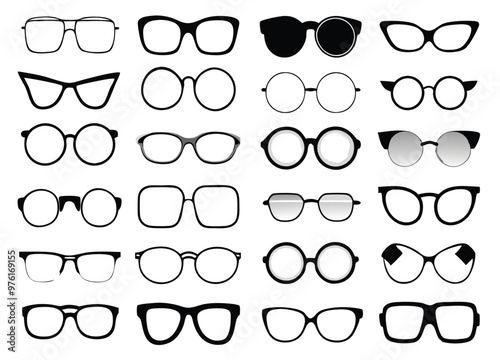 Glasses collection. Sunglasses set. Vector illustration