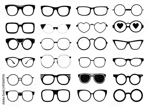 Glasses collection. Sunglasses set. Vector illustration
