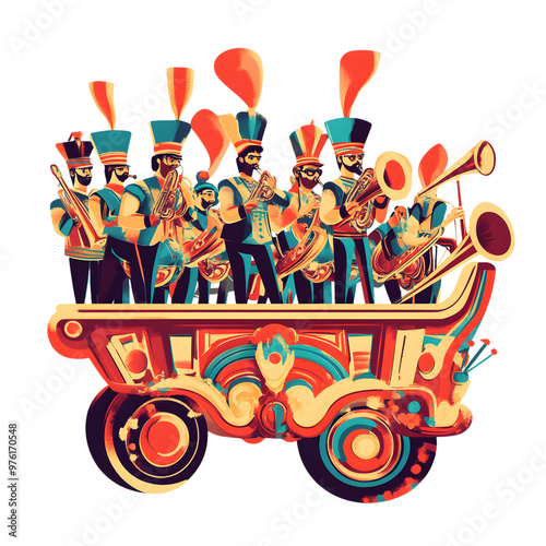 Vintage Band Wagon Illustration
