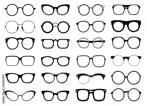 Glasses collection. Sunglasses set. Vector illustration