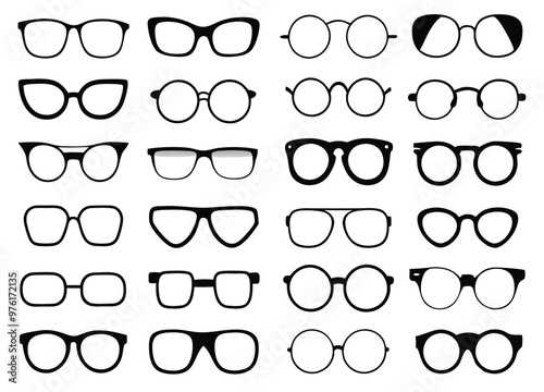 Glasses collection. Sunglasses set. Vector illustration