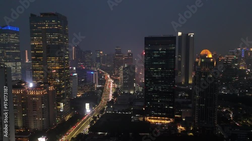 Jakarta Cityscape night View with Building Background photo