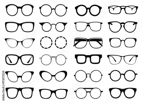 Glasses collection. Sunglasses set. Vector illustration