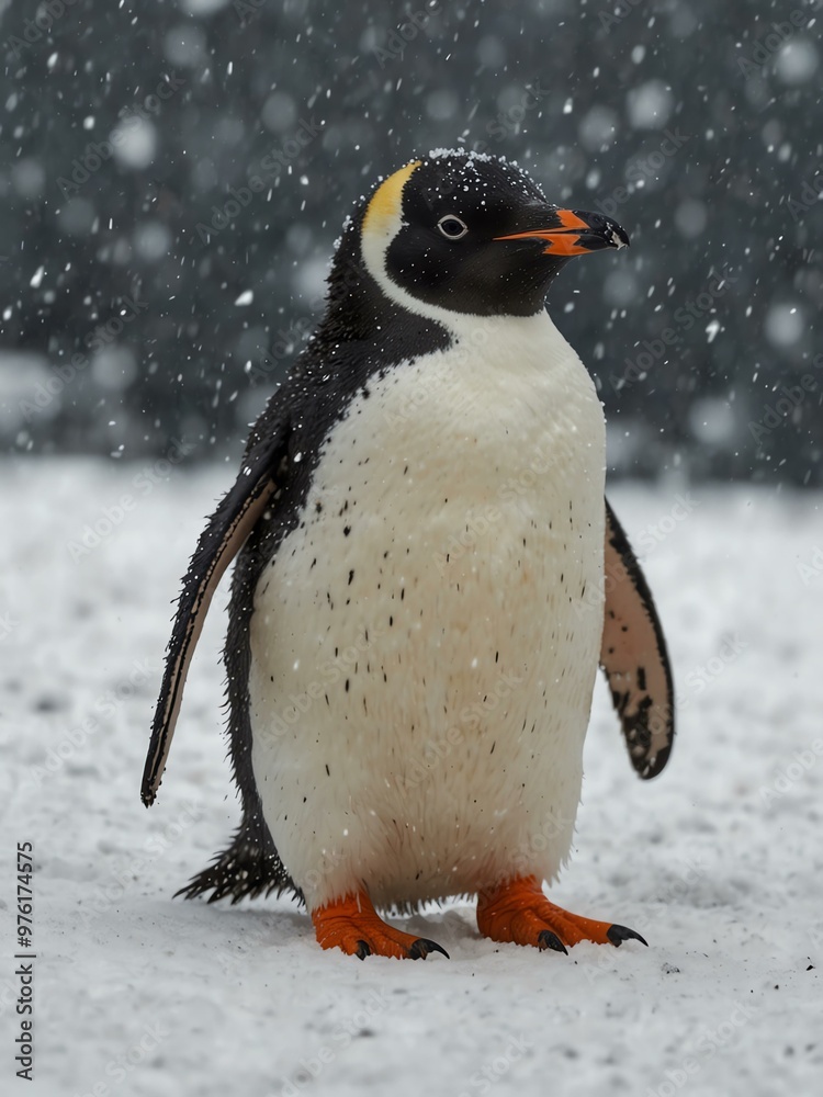 Penguin standing in the snow. Penguin standing in the snow.