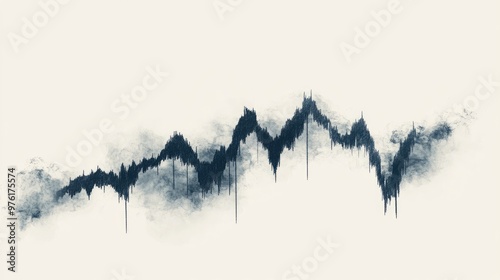 Abstract black and white graphic design representing a wave or mountain range.