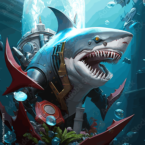 cyborg shark with armor