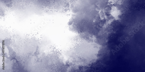 Abstract blue smoke on light violet color background. watercolor paper textured illustration with splashes, Aquarelle paint purple paper textured. abstract space nebula on white background. 