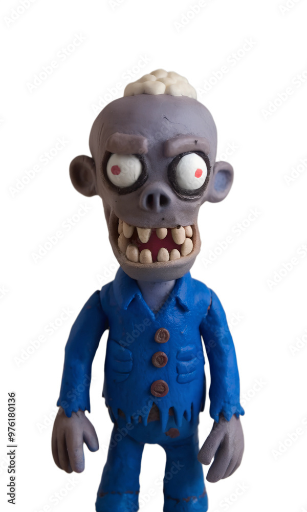 Clay modeling style of scary zombie isolated on a transparent background Clay modeling style of scary zombie isolated on a transparent background