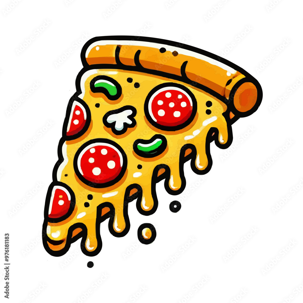 Melting Cheese Pizza Slice Vector Illustration Melting Cheese Pizza Slice Vector Illustration