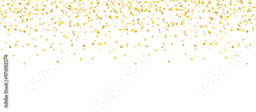 Gold glitter. Falling golden particles on transparent background. Golden dust confetti. Luxury decoration design elements