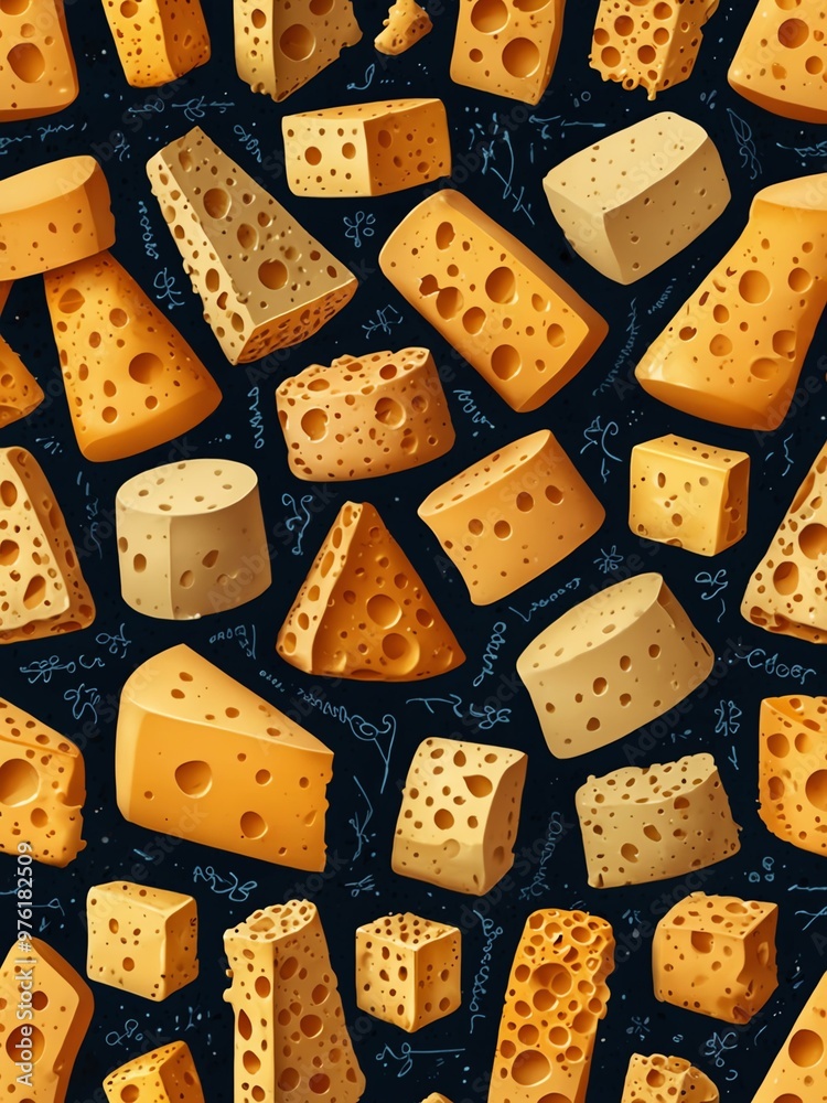 Quirky doodle pattern of grating cheese. Quirky doodle pattern of grating cheese.