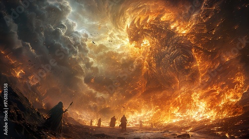 Fiery Apocalypse: A Mythical Creature Rises from the Flames