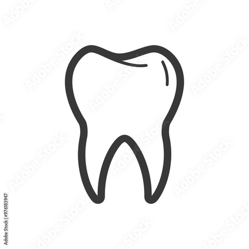 A single tooth outlined in black against a white background